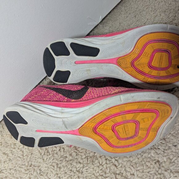 Nike Flyknit Lunar 3 Pink Blast heavy wear Size 10 - Picture 6 of 7